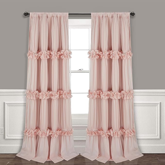 Thermal Insulated Window Curtains, Rustic Rod Pocket Drapes, Peach Pink by Homechoice+Decor