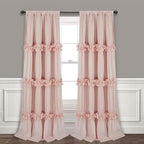 Thermal Insulated Window Curtains, Rustic Rod Pocket Drapes, Peach Pink by Homechoice+Decor