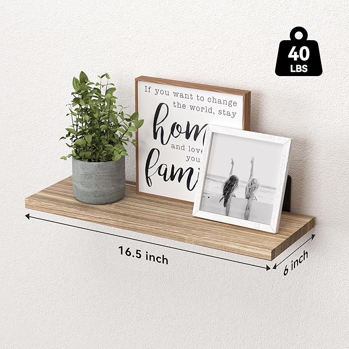 Wood Floating Shelves Set of 6, Shelves - Image 3