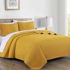 Chezmoi Collection Austin King Bedspread Set 3-Piece Pinsonic Quilted Oversized - Image 2