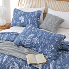 JANZAA Quilt King Size, Infinity Blue Bedspread Floral Bedding Set 3 Pieces | - Image 3