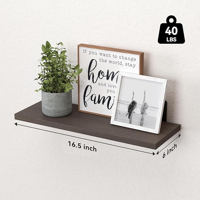 Wood Floating Shelves Set of 6, Shelves - Image 3