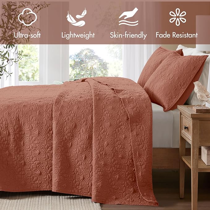 Madison Park King Quilt Bedding Set, Cottage-Inspired Damask, Classic Stitch - Image 2