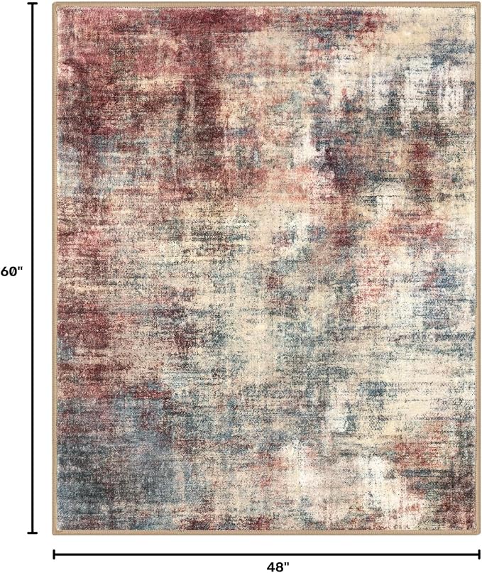 Abstract Area Rug 4x5 Ft Washable Rugs - Image 2