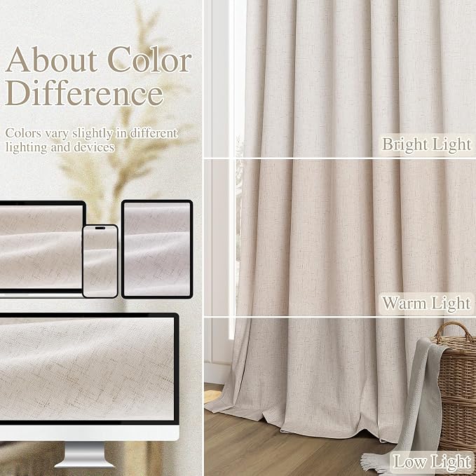 100% Blackout Curtains 84 Inch Length 2 Panels Set - Image 7