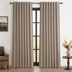 QJmydeco Dark Flax Black Out 92 Inch Long Boho Curtains 2 Panel Set, Farmhouse by QJMYDECO
