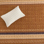 Cottolester Fall Quilt Set Queen, Burnt Orange Striped Patchwork Bedspread | - Image 6