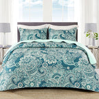Whale Flotilla Patchwork Quilt King Size, Extra Soft Boho Paisley Bedspread | by WHALEFLOTILLA
