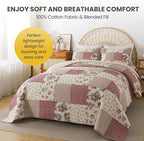 SLPR - Country Roses Red Floral Patchwork Quilt Set, Twin - Image 3