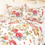 Cmfshape Summer Floral King Quilted Bedspread, Romantic Pink Quilt Set - Image 2