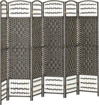 HOMCOM 6 Panel Room Divider, Folding Privacy Screen, Dark Gray | Room Separator by HOMCOM