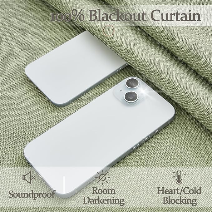 120 Inch Extra Long Sage Green Blackout High Ceiling Curtains - Image 3