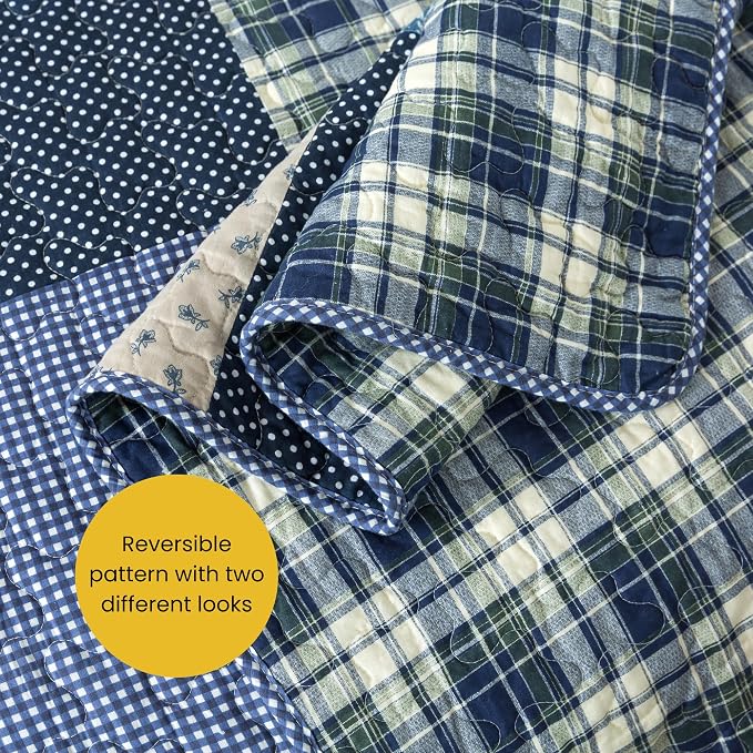 SLPR - Blue Symphony Cotton Quilt Set, Patchwork Bedding, Twin - Image 5