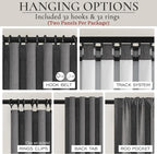 Dark Grey Linen Room Darkening Curtains 96 Inches Long 2 Panels Set - Image 4