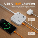 TESSAN Surge Protector Flat Extension Cord 10Ft, Flat Plug Power Strip | 4 - Image 4