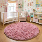 Amdrebio Blush Pink Large Round Rug 8Ft - Image 6