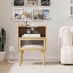 MMEOLUOOK Nightstand with Charging Station, Bedside Tables with Glass - Image 6
