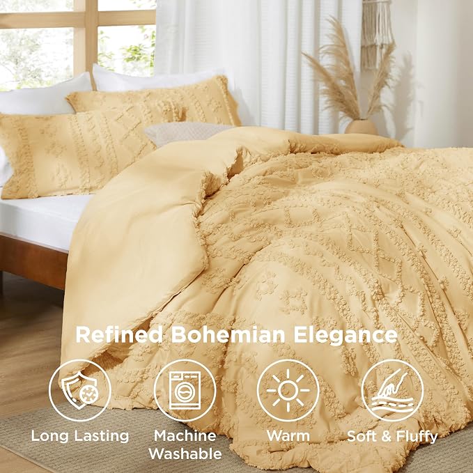 Bedsure Tufted Boho Comforter Set King Size - Image 3