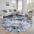 Round Area Rug Living Room: 6 ft Modern Washable Carpet Black | by FXRHLP