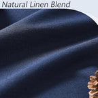 Navy Blue 100% Blackout Linen Curtains 102 Inch Length 2 Panels Set - Image 3
