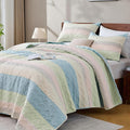 King Size Quilt Set Blue Pink by Andency