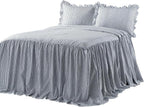 Lush Decor Ticking Stripe Bedspread King Size 3 Piece Set Navy - Image 7