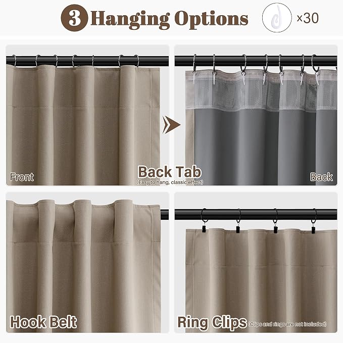 Light Camel Linen 100% Blackout Curtains - Image 2