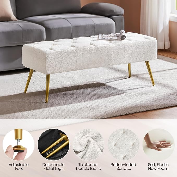 Yaheetech 45in Boucle Bench Seat - Image 6