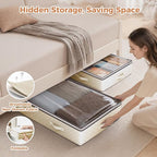 6 Pack 95L Under Bed Storage Containers Beige | Underbed Storage Bags - Image 6