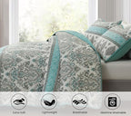 Chezmoi Collection Herald 3-Piece Printed Quilt Set, Aqua Blue Black White Boho - Image 6