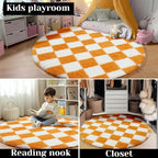 KICMOR Round Rugs 5ft Orange and Cream White Circle Area Rug, Fluffy Soft Fuzzy - Image 7