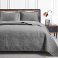 Love's cabin King Size Quilt Set Grey Bedspreads by Lovescabin