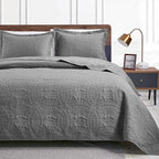 Love's cabin King Size Quilt Set Grey Bedspreads by Lovescabin
