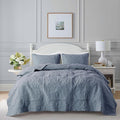 B2EVER Blue Damask Quilt Twin Size Bedding Sets by B2EVER