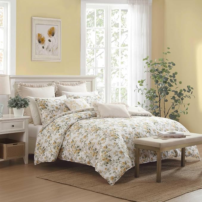 Laura Ashley - Twin Comforter Set, Cotton Floral Bedding - Image 2