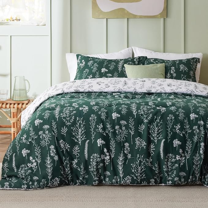 Bedsure Dark Green Queen Comforter Set by Unknown