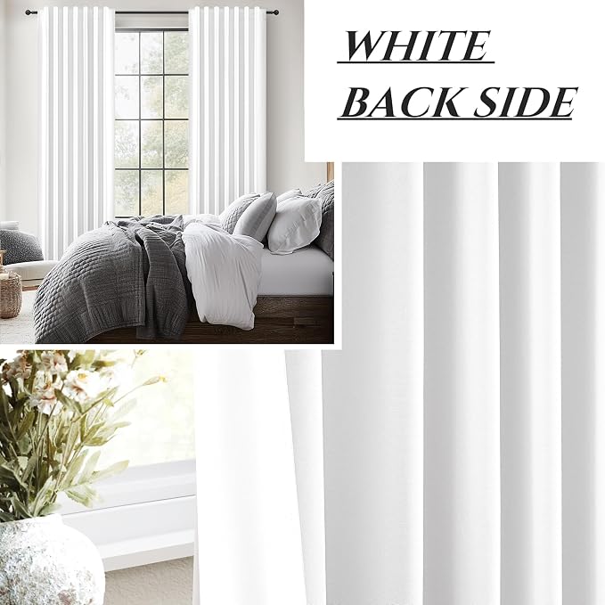 Pure White Linen Drapes 84 Inch Length 2 Panels Set - Image 6