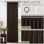 Dark Chocolate 100 Inch Linen Pleated Blackout Curtains - Image 7