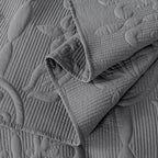 Dark Grey Damask Quilt Queen Size Bedding Sets - Image 6