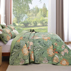 Dintszyayue Quilt King Size Green, Soft Microfiber Lightweight Farmhouse Bed - Image 3