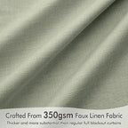 MIULEE 100% Blackout Back Tab Pleat Linen Curtains 50" Wx120 L, Sage Green | 2 - Image 4