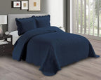 Linen Plus Embossed Coverlet Bedspread Set Oversized Solid Navy Blue by Linen+Plus