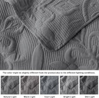 Dark Grey Damask Quilt Queen Size Bedding Sets - Image 8