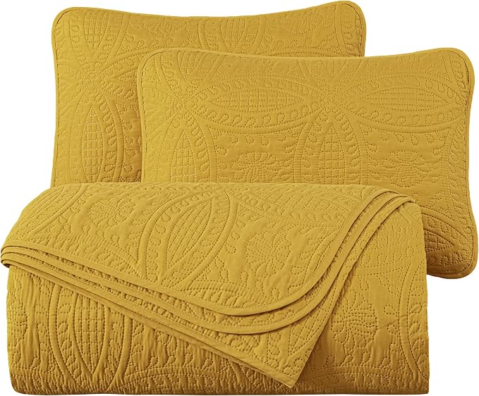Chezmoi Collection Austin King Bedspread Set 3-Piece Pinsonic Quilted Oversized - Image 9