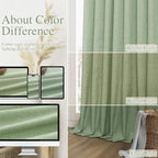 Light Sage 100% Blackout Linen Curtains 120 Inch Length 2 Panels Set - Image 7