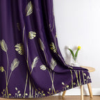 Purple Blackout Curtains for Bedroom, Room Darkening Gold Palm Tree Pattern - Image 7