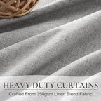 Gray 100% Black Out Linen Curtains 86 Inches Long 2 Panels Set - Image 5