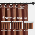 Rust Red Brown Blackout Curtains Linen 102 Inches Long - Image 3