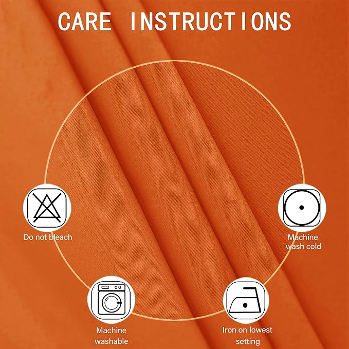 100% Blackout Curtains 52 x 72 Inch/Orange Curtains 2 Panels - Image 5