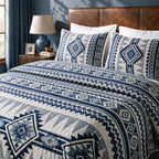 akkialla Reversible Blue Boho Twin Quilt Set, 2-Piece Bohemian Aztec Microfiber - Image 6